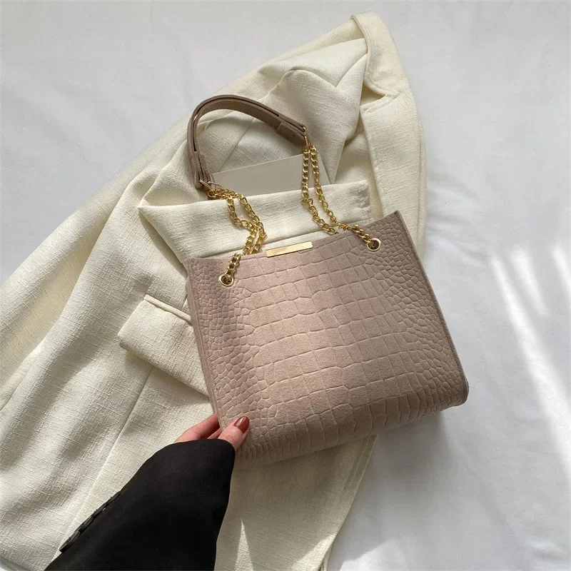 Solid Color Ladies New Tide Fashion Crossbody Large Capacity Crocodile Print Shoulder Bag Girls Casual Handbag Bags for Women