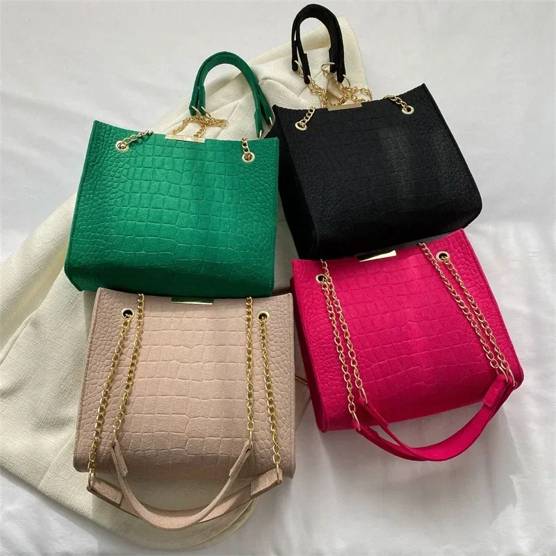 Solid Color Ladies New Tide Fashion Crossbody Large Capacity Crocodile Print Shoulder Bag Girls Casual Handbag Bags for Women