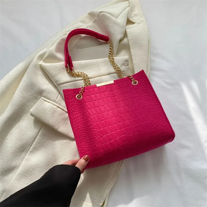 Solid Color Ladies New Tide Fashion Crossbody Large Capacity Crocodile Print Shoulder Bag Girls Casual Handbag Bags for Women