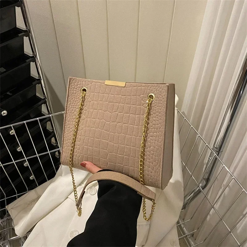 Solid Color Ladies New Tide Fashion Crossbody Large Capacity Crocodile Print Shoulder Bag Girls Casual Handbag Bags for Women