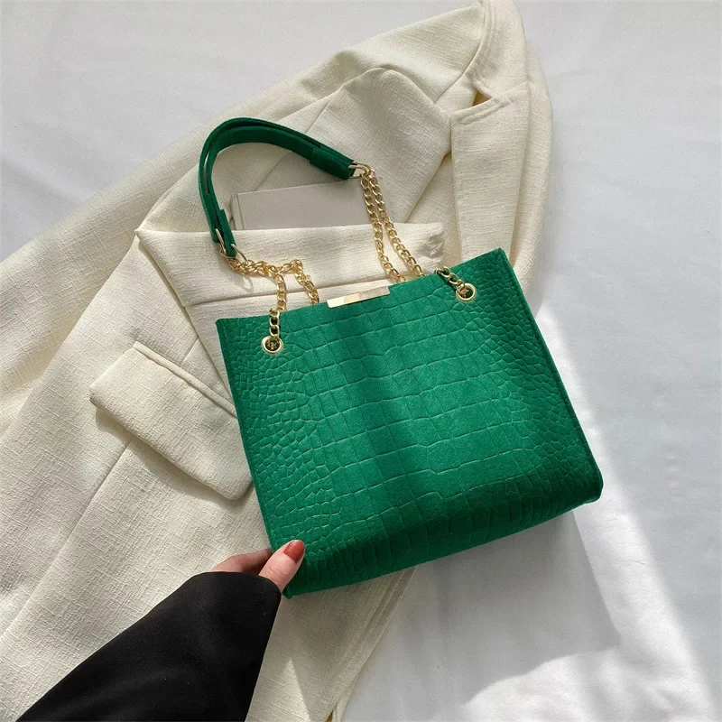 Solid Color Ladies New Tide Fashion Crossbody Large Capacity Crocodile Print Shoulder Bag Girls Casual Handbag Bags for Women