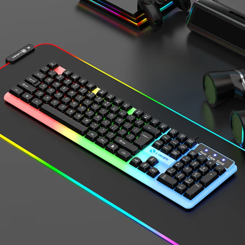 Mechanical Keyboard And Mouse Set Hot-Swappable Gaming Wired Keyboard RGB Light For Mac Windows Computer PC Gamers Laptop Office