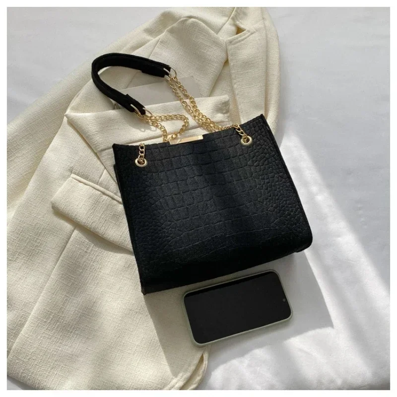 Solid Color Ladies New Tide Fashion Crossbody Large Capacity Crocodile Print Shoulder Bag Girls Casual Handbag Bags for Women