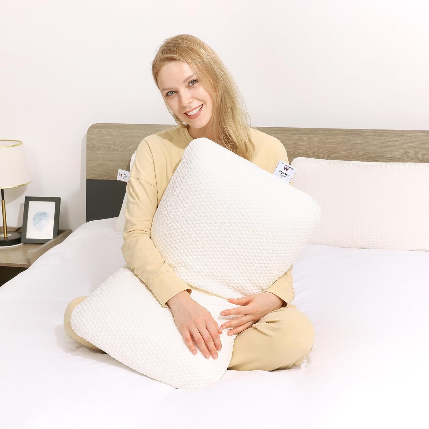 Talatex Premium Tencel Pillow Cases Set Of 2, Breathable Ultra Soft Pillow Cover With Zipper, Double Sided Silent Pillow Protectors, White, Standard