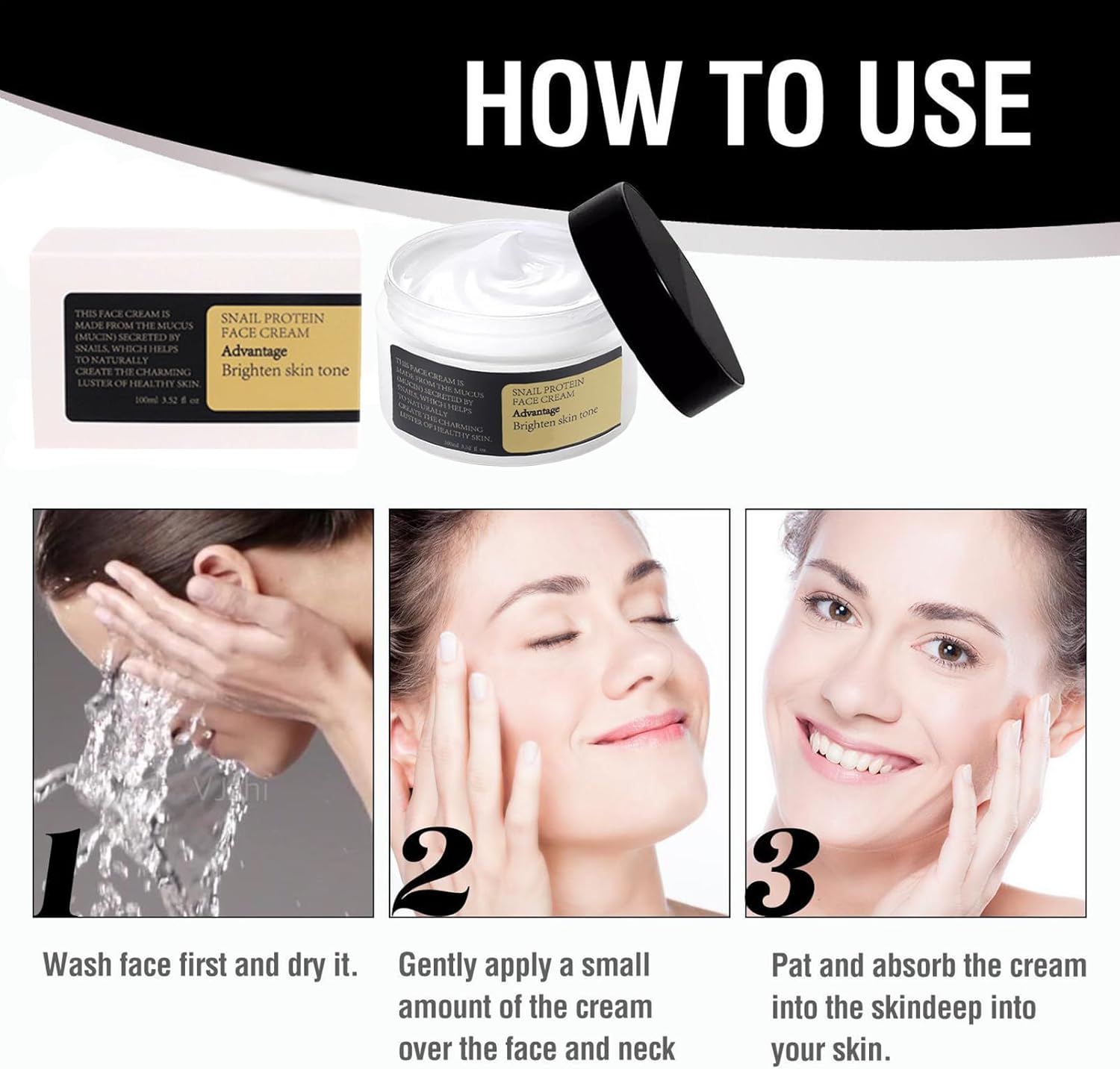 Snail Mucin Essence, Snail Face Cream, Anti Wrinkle Face Cream, Hydrating Hyaluronic Acid Serum for Face Skin Care, Day & Night Face Cream with Brightening & Lifting & Anti Wrinkle