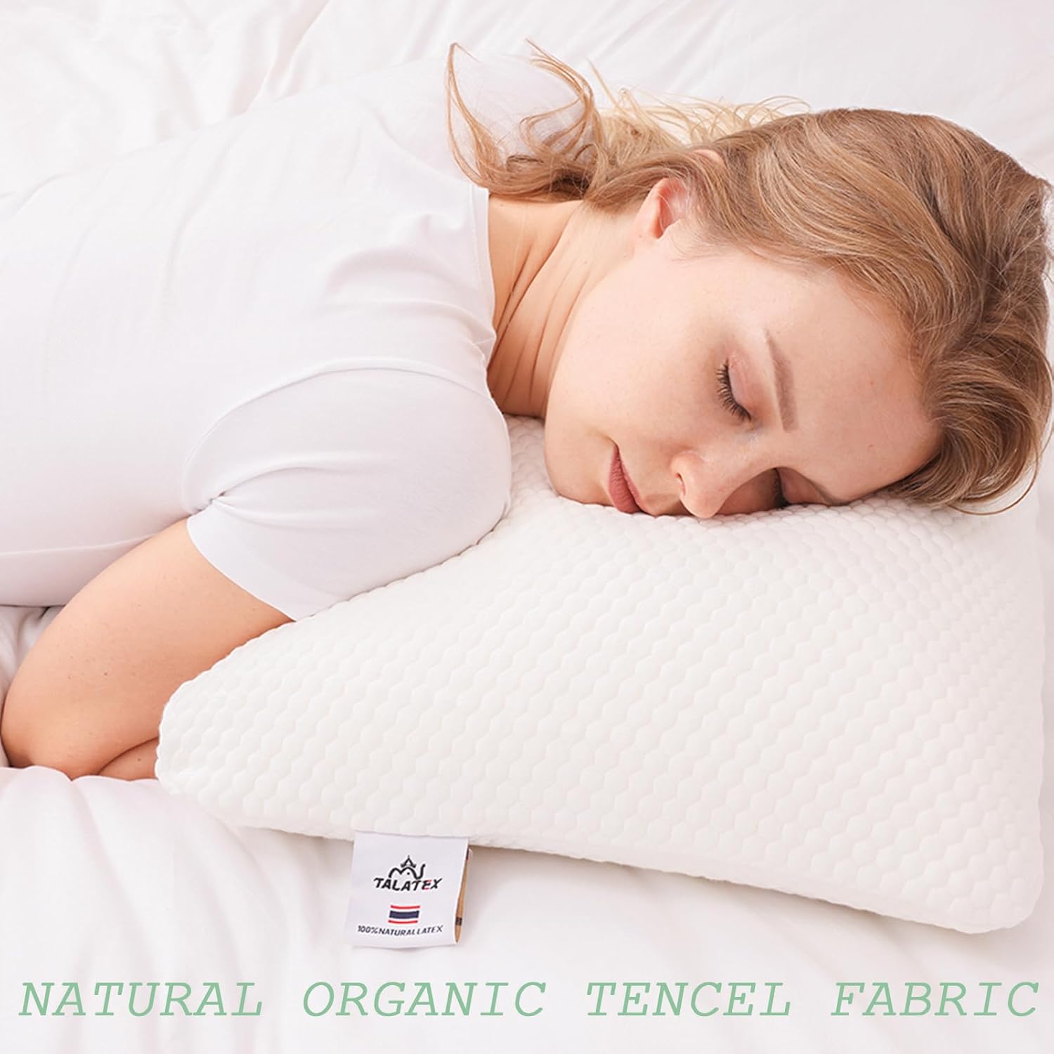 Talatex Premium Tencel Pillow Cases Set Of 2, Breathable Ultra Soft Pillow Cover With Zipper, Double Sided Silent Pillow Protectors, White, Standard