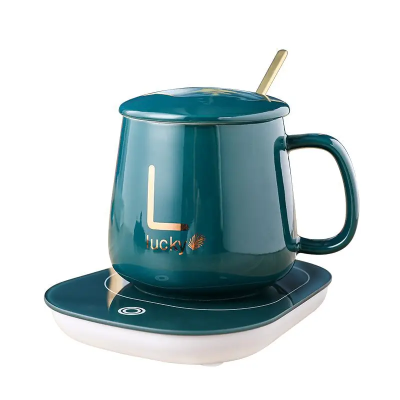 Warm cup 55 degree heating constant temperature cup coffee and milk heater ceramic mug gift set constant temperature cup