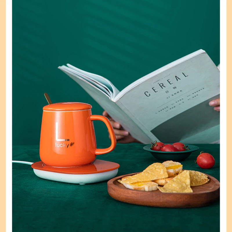 Warm cup 55 degree heating constant temperature cup coffee and milk heater ceramic mug gift set constant temperature cup