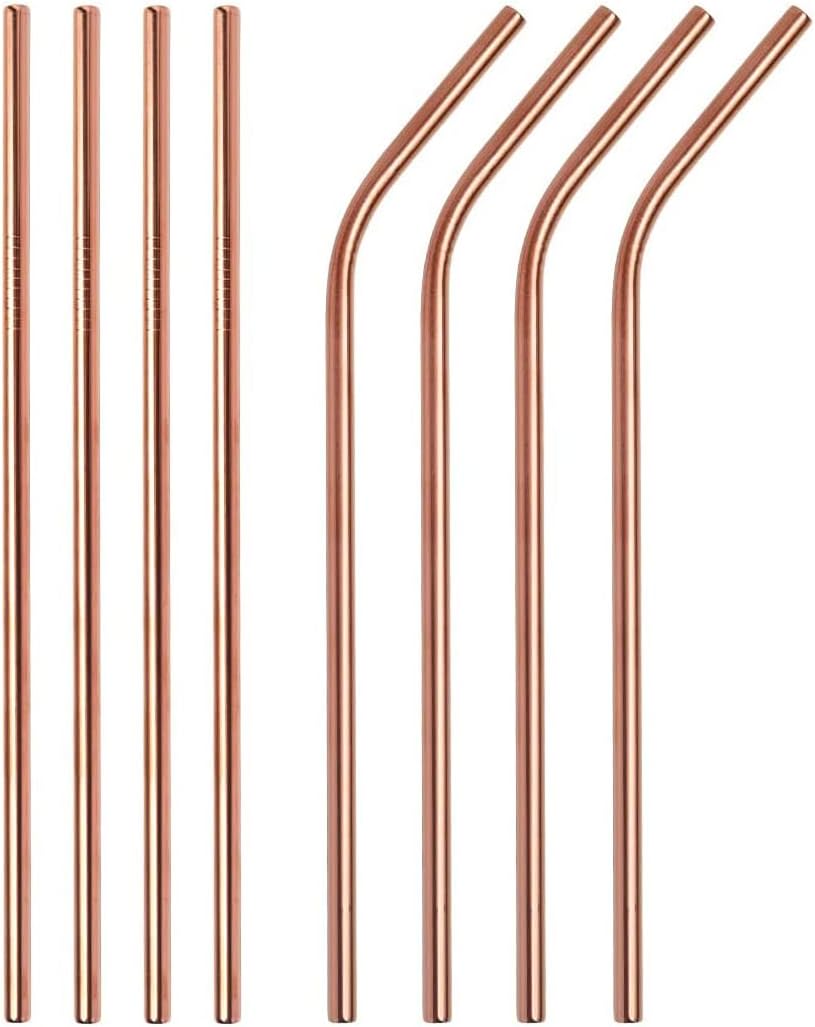 Xample® 8 Pcs J Color Metal Drinking Straws Stainless Steel Straws Long Dishwasher Safe, Reusable Metal Drinking Straws