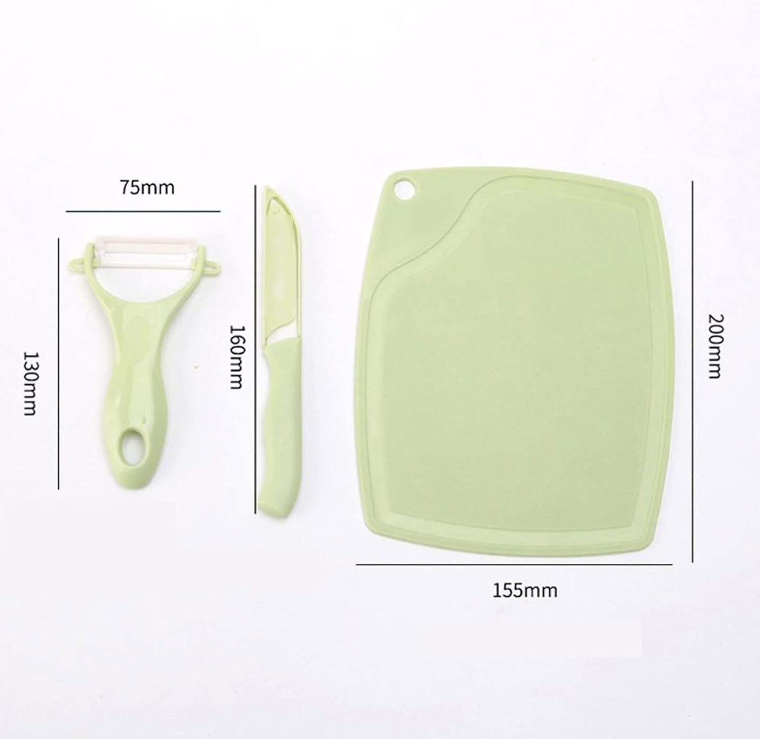 ALLYLIKE Cutting board Ceramic Knife 3 Piece Suit Portable Mini Kitchen Household Kitchen Knife Chopping Board Melon and Fruit Knife Peeler(Blue)