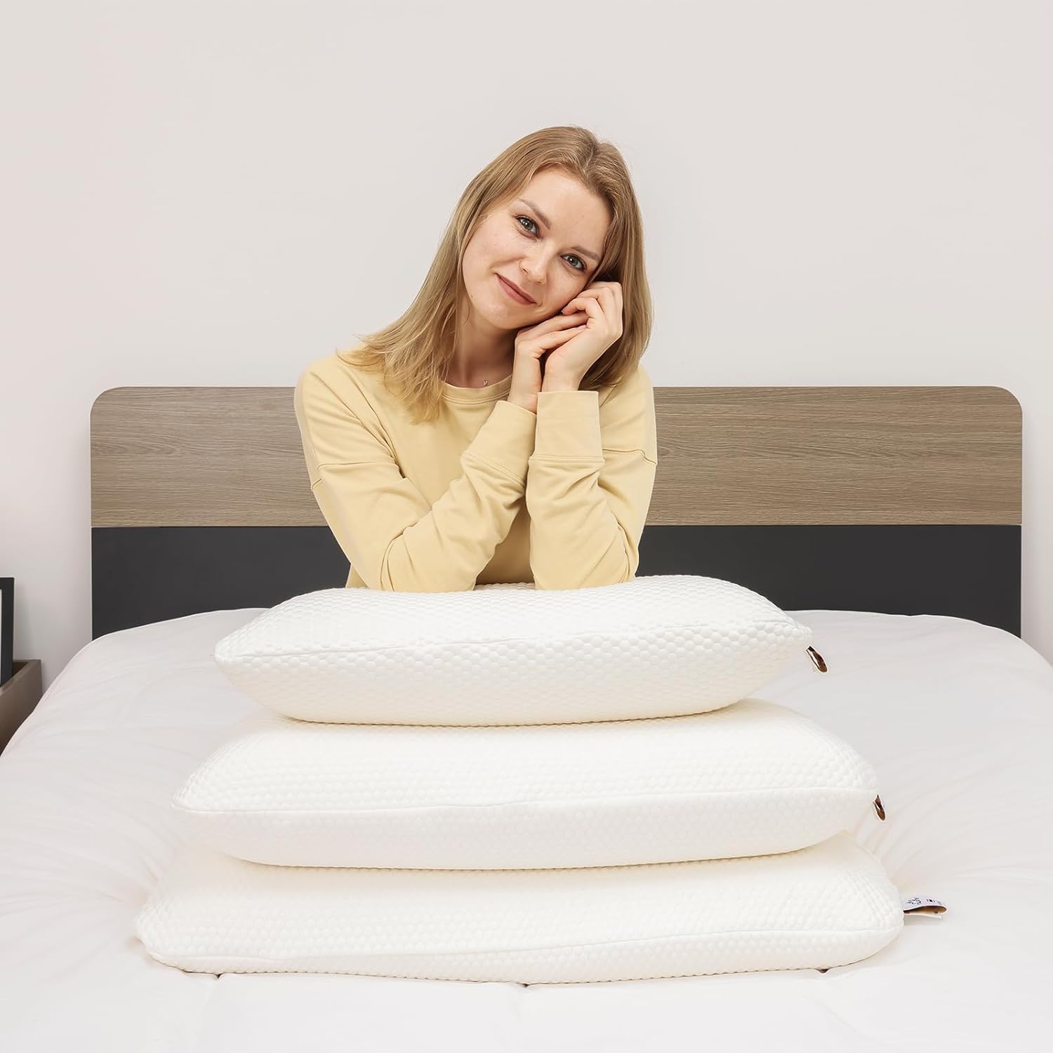 Talatex Premium Tencel Pillow Cases Set Of 2, Breathable Ultra Soft Pillow Cover With Zipper, Double Sided Silent Pillow Protectors, White, Standard