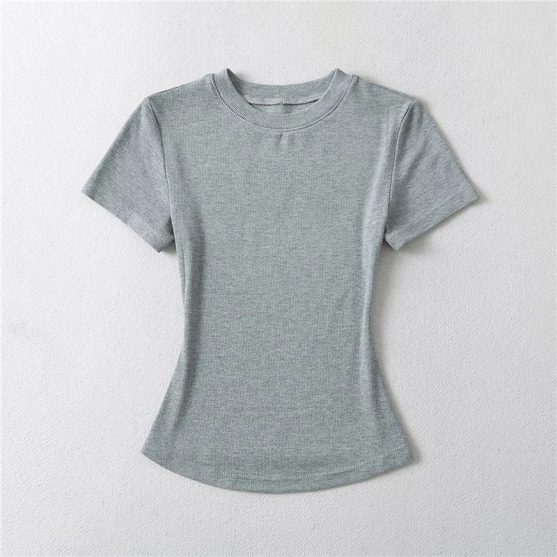 2025 Summer Sexy Women Basic O-neck Short Sleeve T-shirt Ladies Slim Elasticity Cotton Tee Tops multiple color