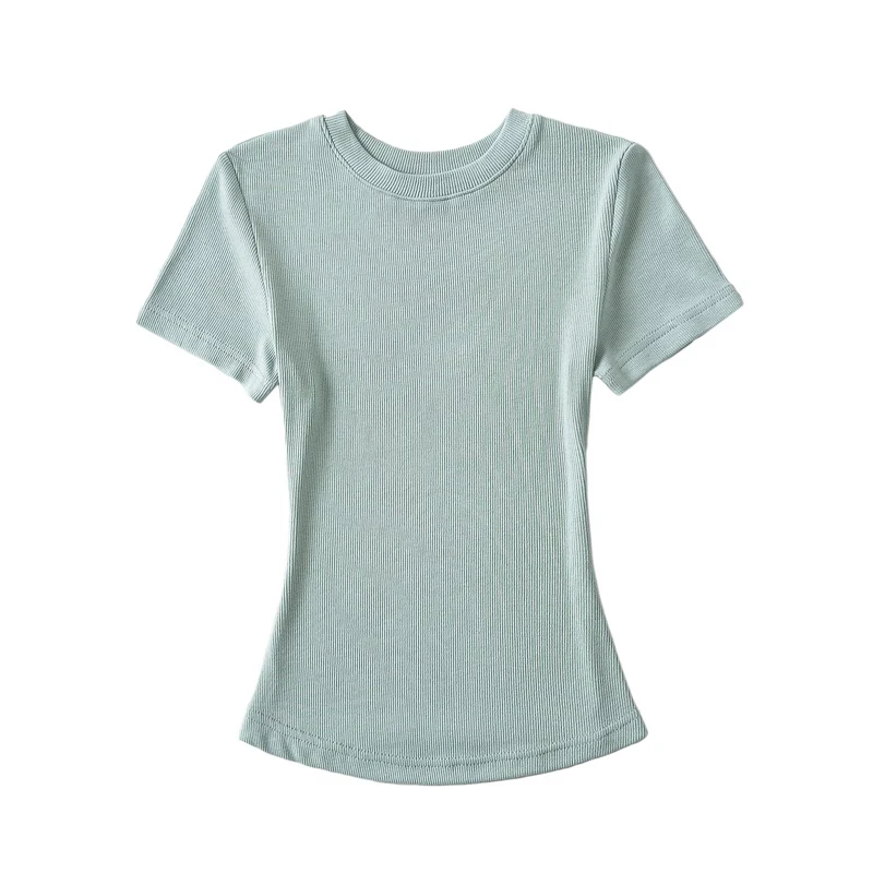 2025 Summer Sexy Women Basic O-neck Short Sleeve T-shirt Ladies Slim Elasticity Cotton Tee Tops multiple color