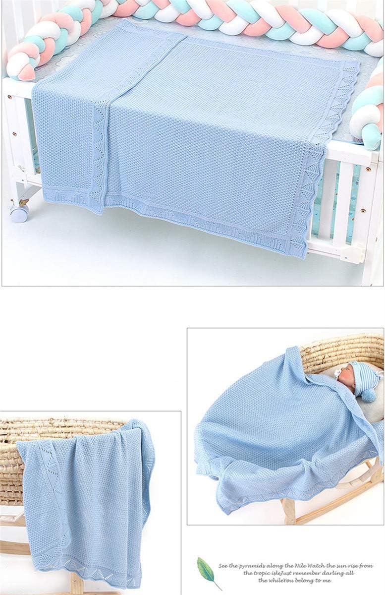 Surwin Baby Knitted Soft Blanket for Newborn, Warm Swaddle Wrap Stroller Cover Nursing Blanket Sleep Sack Stroller, Birthday Gift for Kids Boys and Girls (80x100cm,Sky blue)