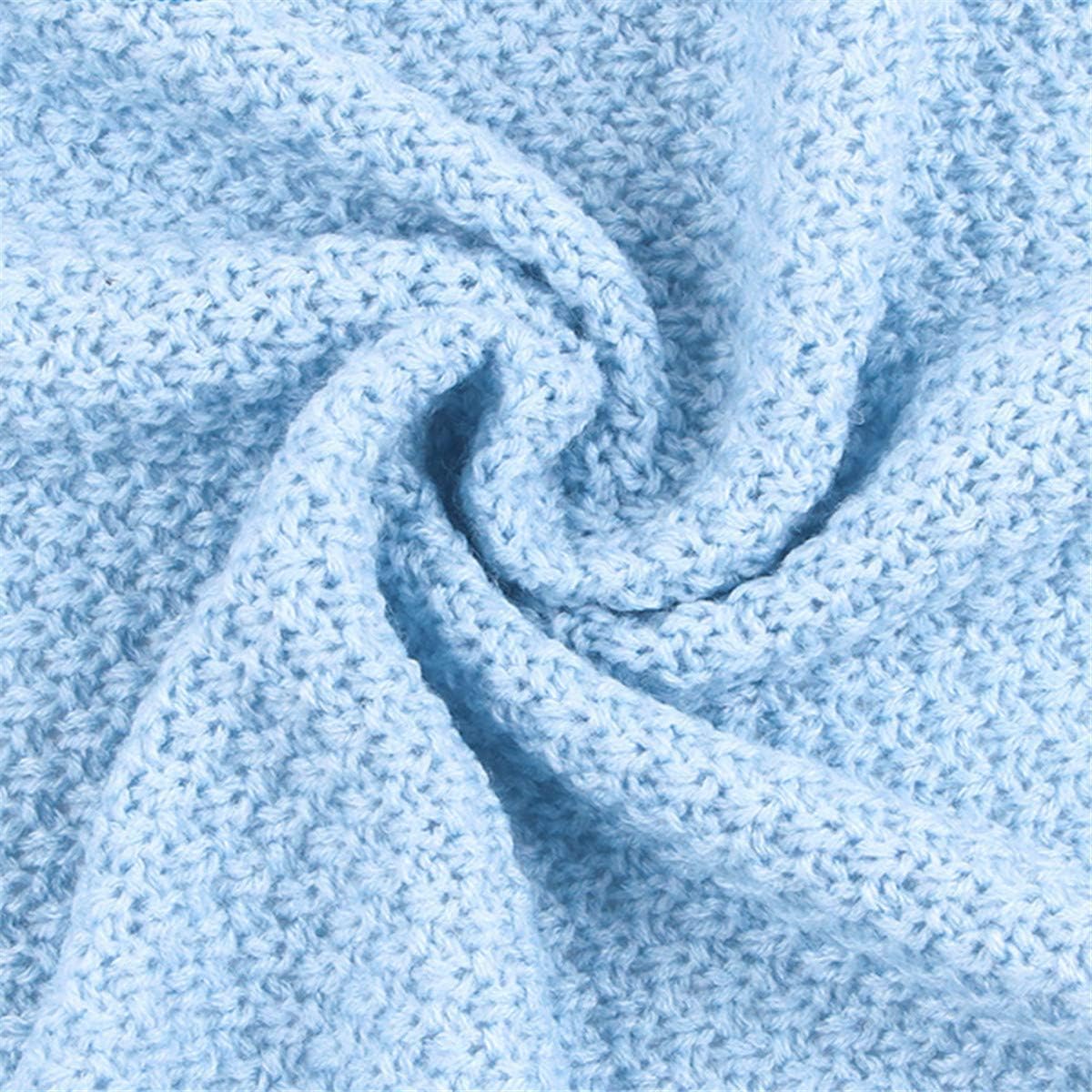 Surwin Baby Knitted Soft Blanket for Newborn, Warm Swaddle Wrap Stroller Cover Nursing Blanket Sleep Sack Stroller, Birthday Gift for Kids Boys and Girls (80x100cm,Sky blue)