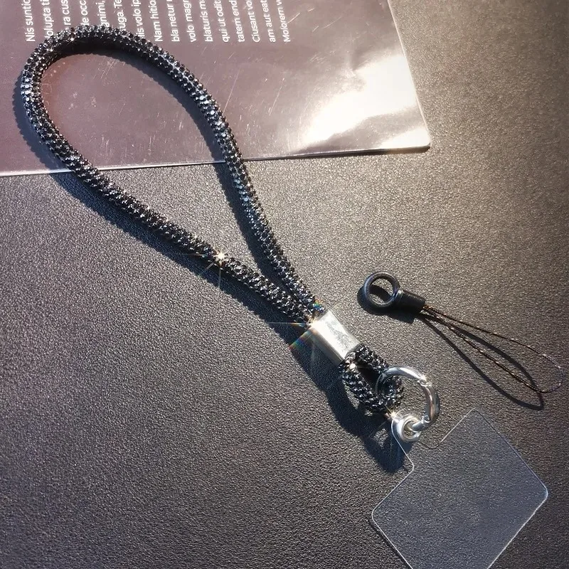 Glitter Flashy Rhinestone Cell Phone Charm Lanyard for iPhone Diamond Crystal Phone Wrist Straps Keychain Hanging Anti-lost Rop