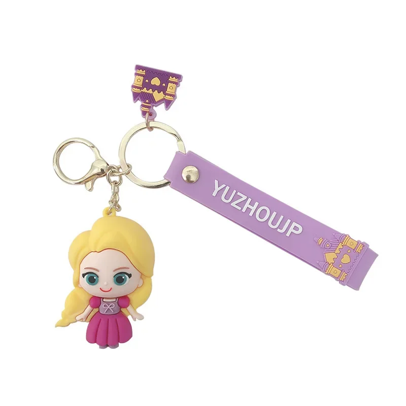 Disney Princess Snow White Elsa Anime Cartoon Pendant Keychain Holder Car Keyring Mobile Phone Bag Hanging Jewelry Kids Gifts