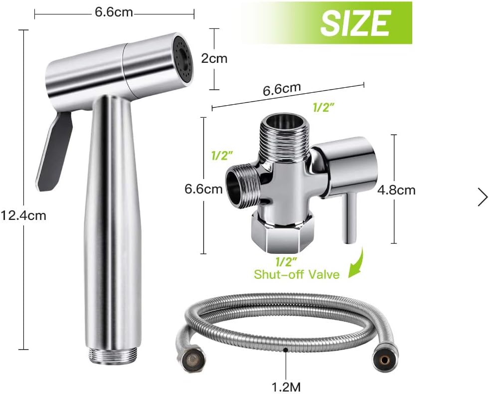 DJROLL Handheld Bidet Sprayer for Toilet, Spray Attachment with Hose for Feminine Wash, Baby Cloth Diaper Washer, Stainless Steel Cleaner and Shower Sprayer for Pet, Bathroom or Toilet