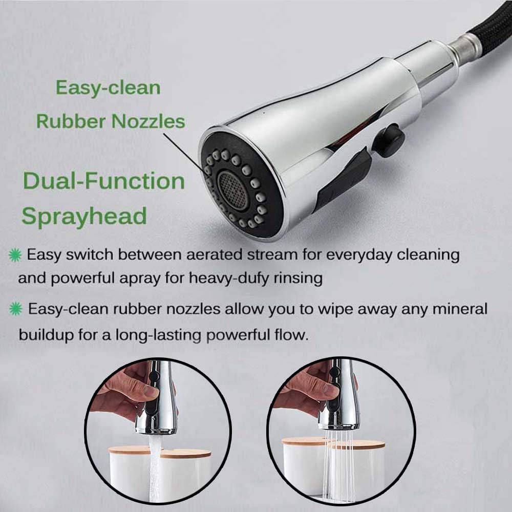 Onyzpily 3 Ways Kitchen taps Pure Water Filter Pull Down 360° Swivel Dual Handle Kitchen Sink Mixer Taps Brass Chrome，Not Include Filter System