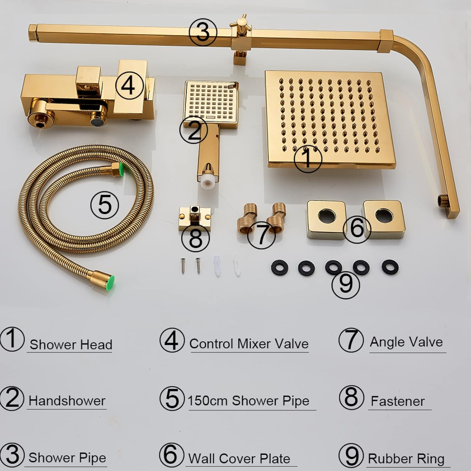 CZKVKTER Golden Bathroom Shower Faucet Set Gold Rainfall Shower Mixer Crane Wall Mounted with Hand Shower Bath Rain Column Tap,Shower Faucet a/Shower Faucet a