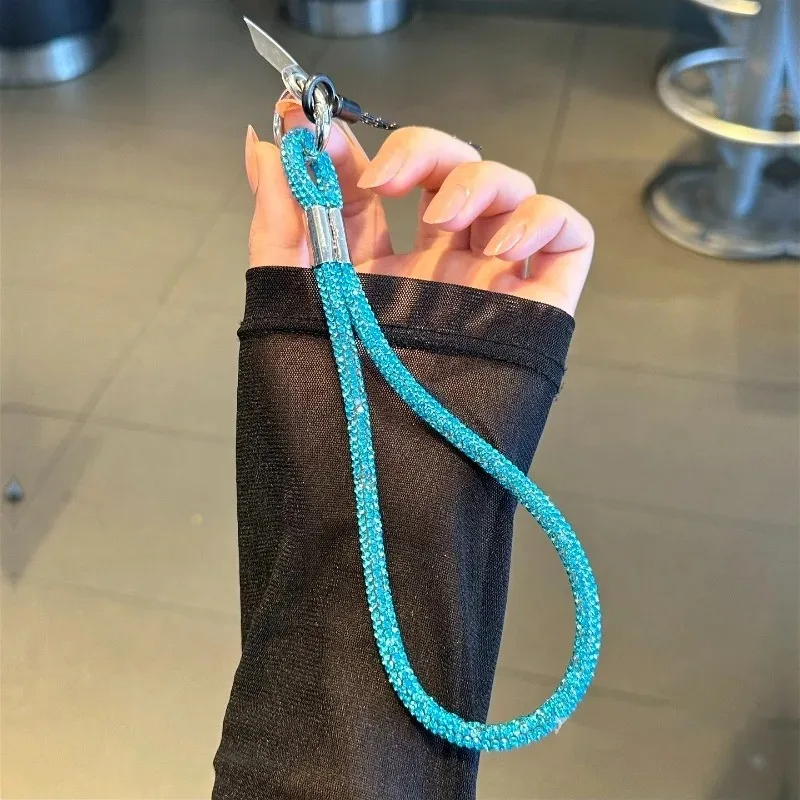 Glitter Flashy Rhinestone Cell Phone Charm Lanyard for iPhone Diamond Crystal Phone Wrist Straps Keychain Hanging Anti-lost Rop