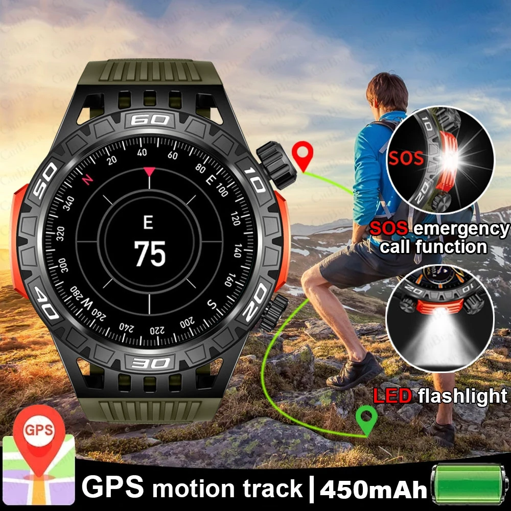 Smart Watch Men With LED Lighting Compass Sports Fitness Tracker Watch IP68 Waterproof Bluetooth Talk SmartWatch For Android IOS