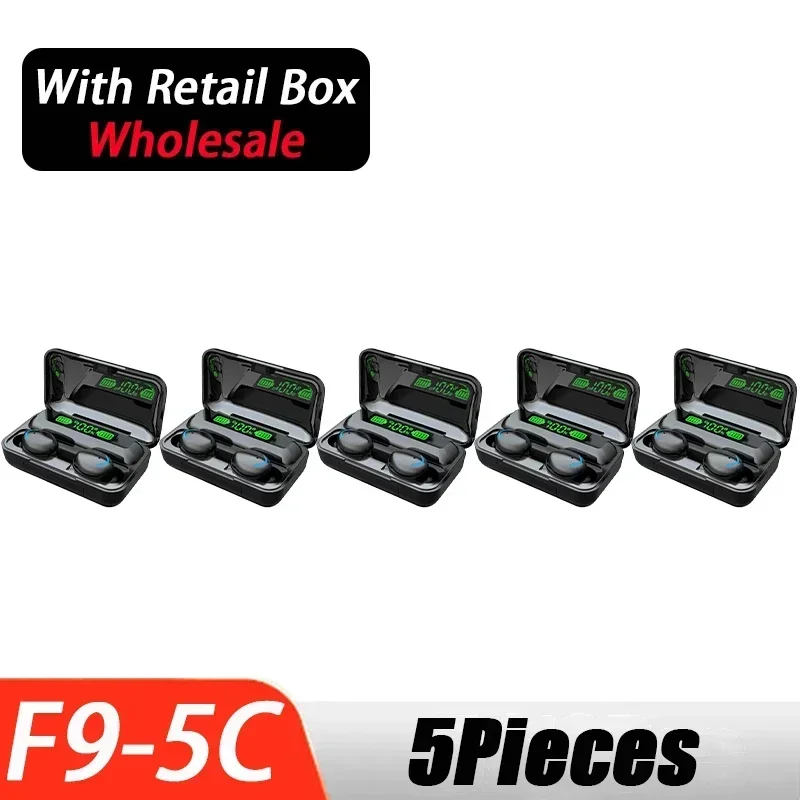 F9-5C Headphones Bluetooth Earphones Smart Earbuds Wireless Headset Wholesale Women Sport Men Display HiFi Microphones PK M25