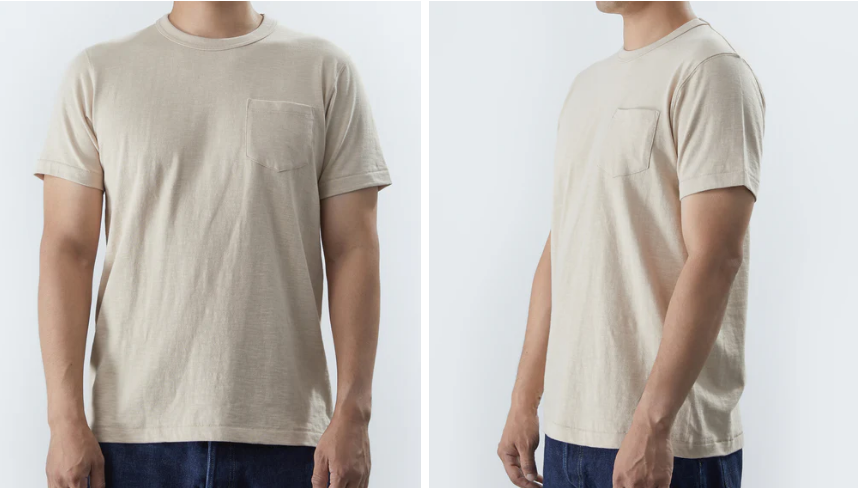 7.4 oz Slub Cotton Loopwheel Tubular Pocket T-Shirt