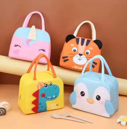 Cute Kids Lunch Bag Insulation Lunch Box Boys Girls School Thermal Insulated Lunch Box 3D Carton Pattern Bento Bag