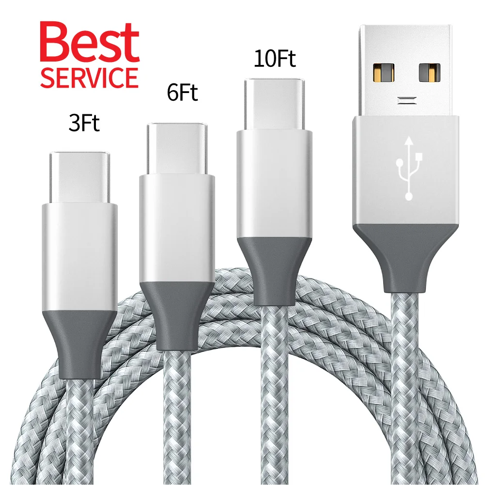 Hot Selling 3ft Nylon Braided 3A Fast Charging Usb Cable Type c For Xiaomi Samsung Huawei