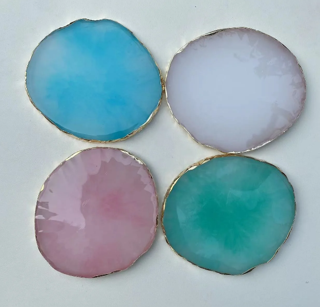 Hot Sell Rose Quartz Resin Agate Coaster Candle Pad for home decor