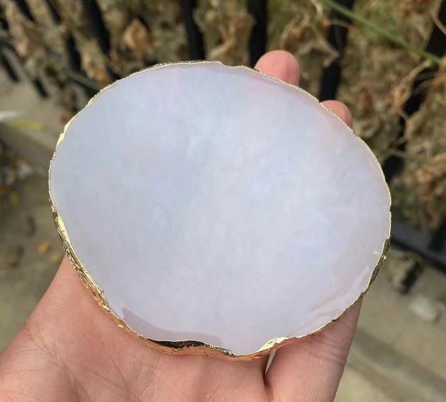 Hot Sell Rose Quartz Resin Agate Coaster Candle Pad for home decor