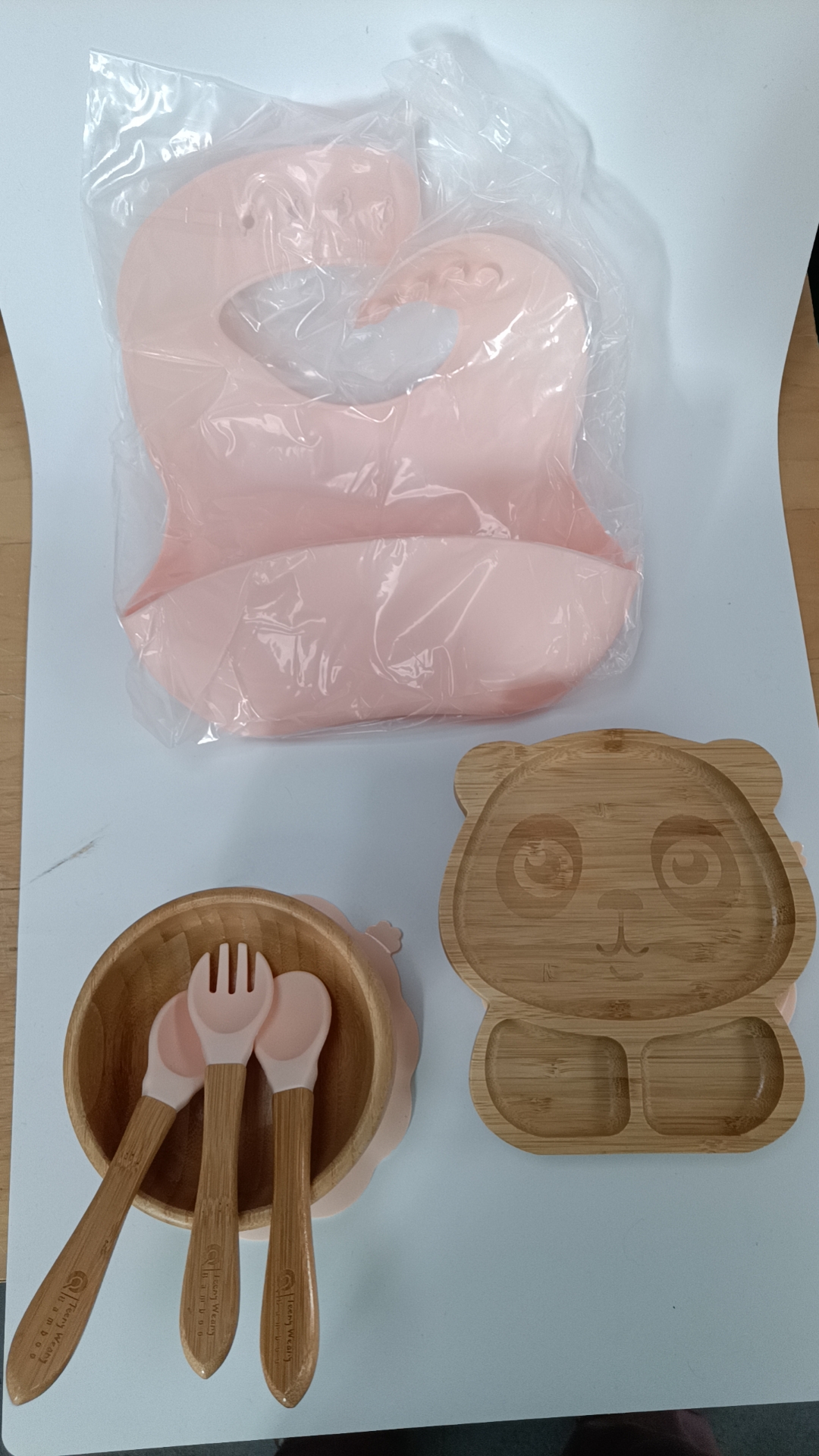 TEENY WEANY Baby Bamboo FEEDING SET Suction Bowl, Plate & Spoon Set | Stay Put Toddler Led Feeding Bowls & Plates
