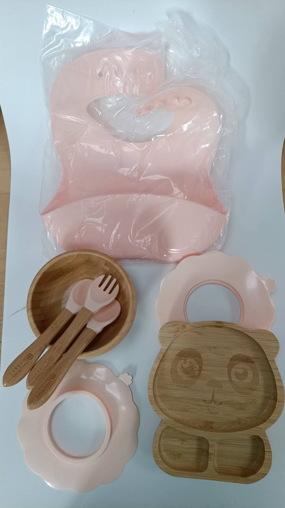 TEENY WEANY Baby Bamboo FEEDING SET Suction Bowl, Plate & Spoon Set | Stay Put Toddler Led Feeding Bowls & Plates