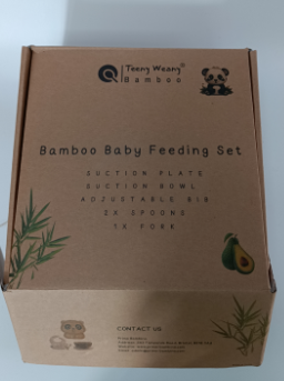 TEENY WEANY Baby Bamboo FEEDING SET Suction Bowl, Plate & Spoon Set | Stay Put Toddler Led Feeding Bowls & Plates