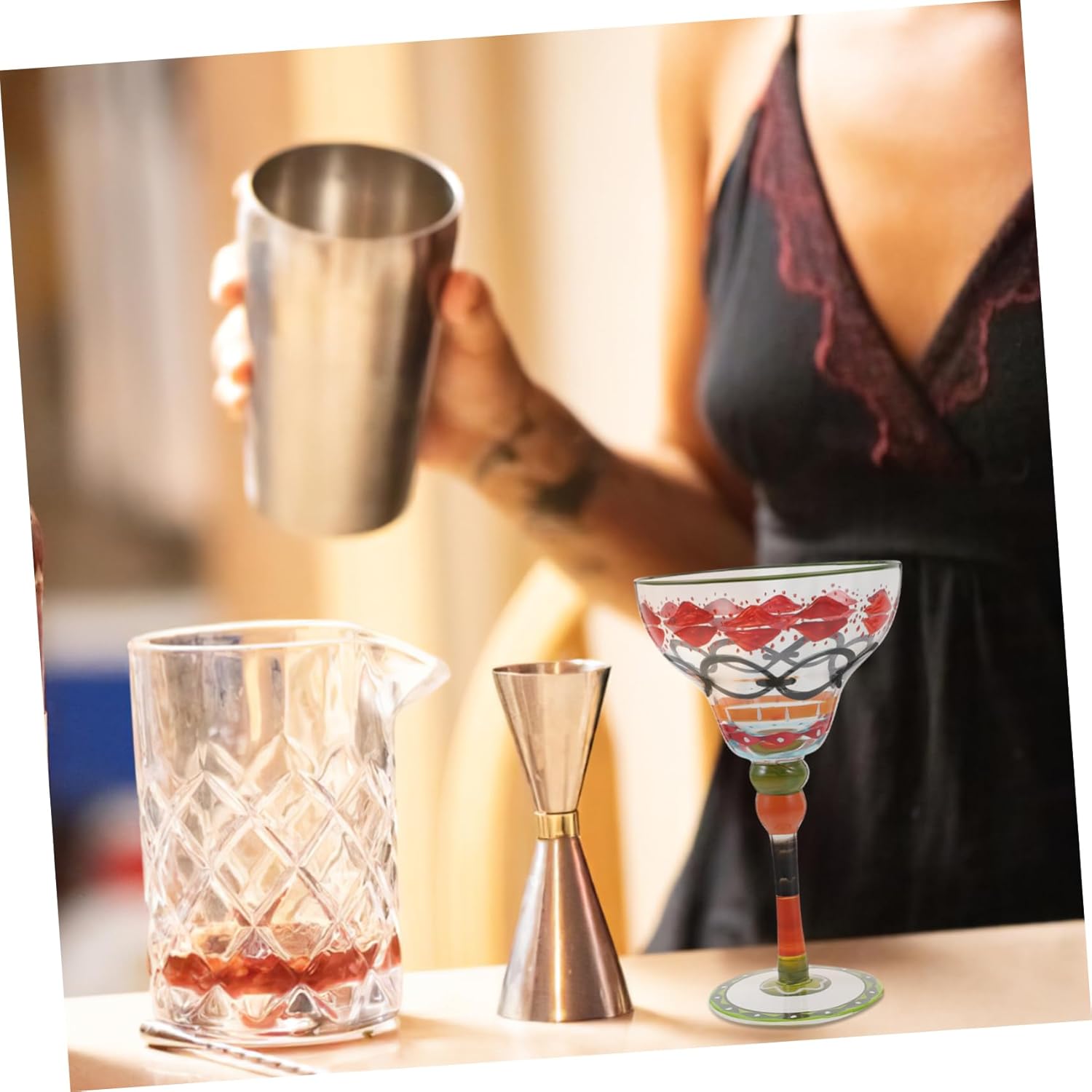 Ciieeo Wine Glass Large Wine Cocktail Glasses Drinking Party Cups Cup Holder White Wine Mug Dispenser Water Bottle with Beverage Beer Unbreakable Tumbler Cup Vintage Cocktail Glasses Pool