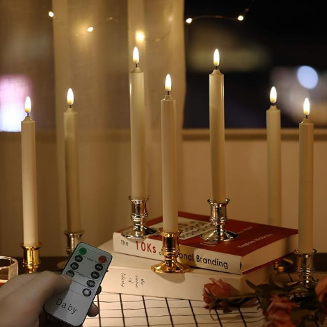 Flameless Candles,New 3D Flame Technology Window Candles, Ivory 25cm LED Flameless Flickering Battery Candles with Remote Candles/Timer Function(Warm White Light)