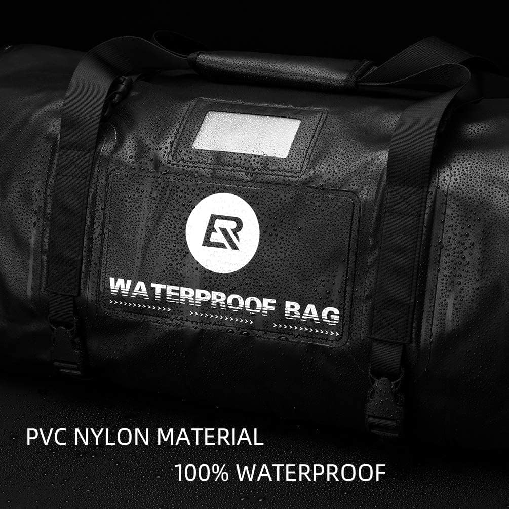 ROCKBROS Multifunctional Motorcycle Saddle Bag 100% Waterproof Travel Bag Tail Bag Luggage Roll with Shoulder Straps Saddlebags Black/Yellow 20,40,55L