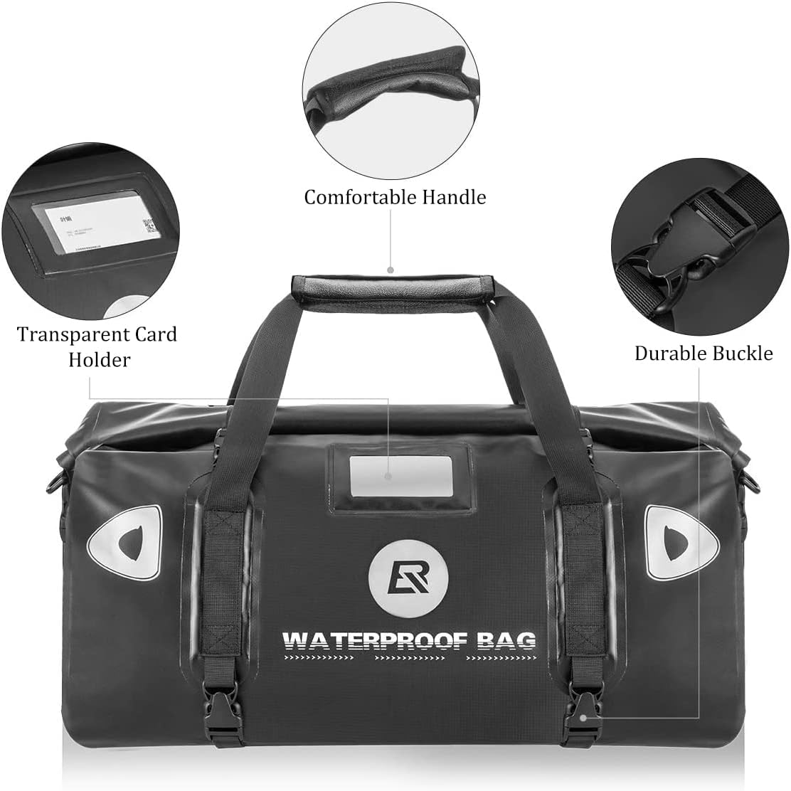 ROCKBROS Multifunctional Motorcycle Saddle Bag 100% Waterproof Travel Bag Tail Bag Luggage Roll with Shoulder Straps Saddlebags Black/Yellow 20,40,55L