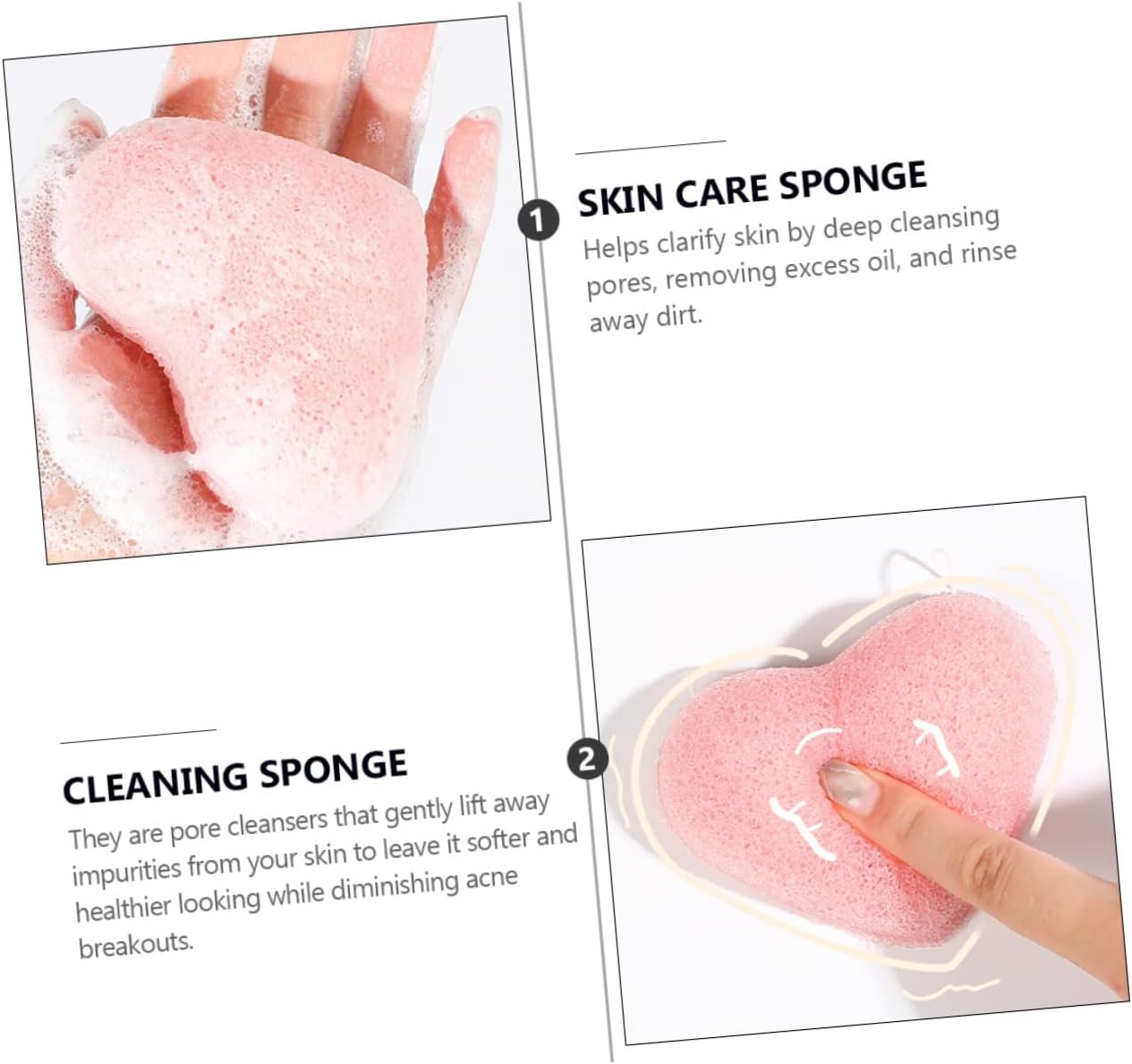 minkissy 1 Set 3pcs Facial Sponges Face Scrubber Clean Sponge Facial Puff Velour Puff Triangle Puff Heart Facial Steamer Makeup Puffs Dove Shower Gel Blush Face Steamer Holder Pva