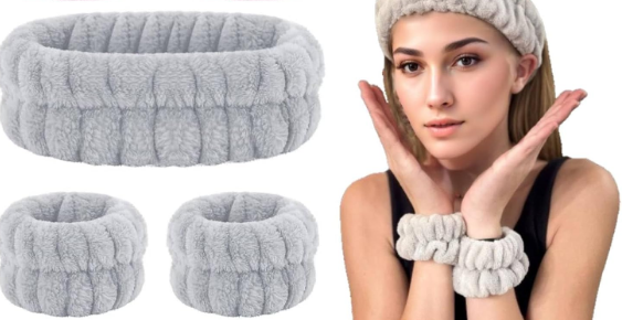 Spa Headband Wrist Washband Set 6 Pcs, Absorbent Headband Wrist Bands for Face Washing, Women's Microfiber Elastic Skincare Facial Headband Washing Band, for Washing Face Shower Makeup