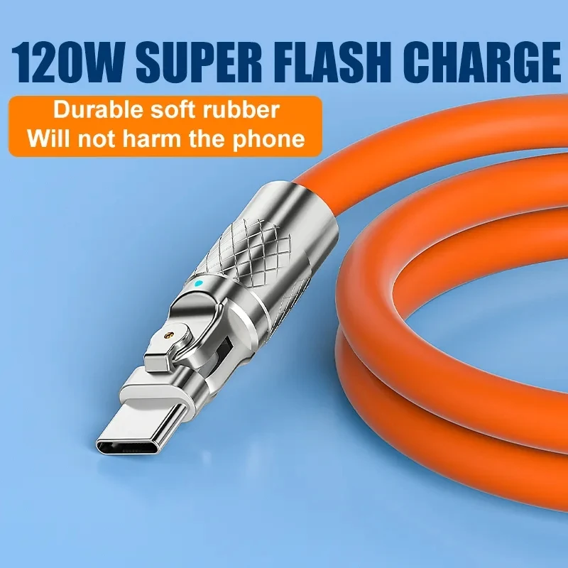JIKE 120W Fast Charging cable/180 Degree Rotation connector Elbow Cable/ suitable For Android and Liquid Silicone charge cable