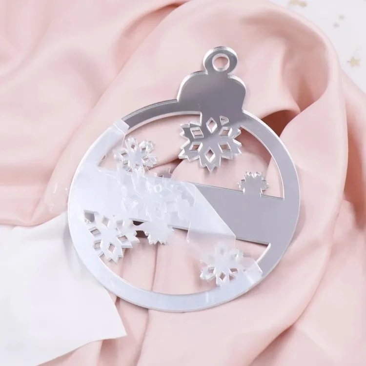 Customized Christmas Eve box filler Family Gift Gold Mirror Acrylic Tags Christmas Ornament for Xmas Tree Hanging Decoration