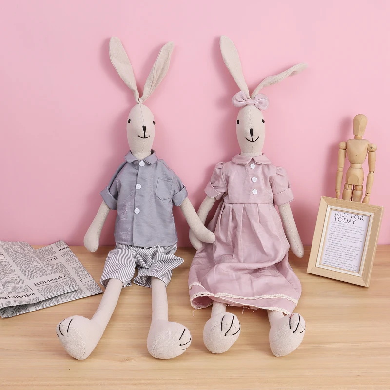 custom cotton linen Juliette bunny doll stuffed plush linen fabric bunny dolls for easter Home Decoration Ornament
