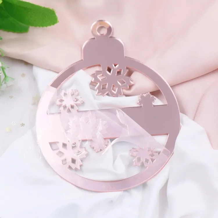 Customized Christmas Eve box filler Family Gift Gold Mirror Acrylic Tags Christmas Ornament for Xmas Tree Hanging Decoration