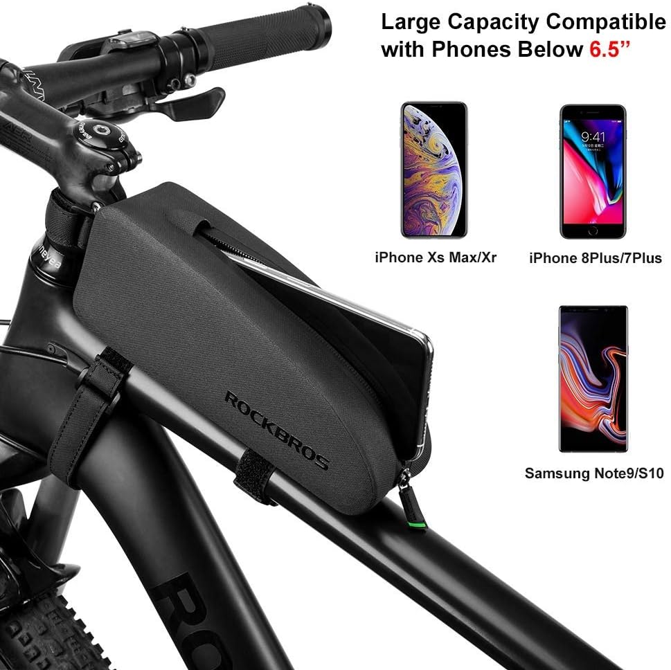 ROCKBROS Bicycle Frame Bag Waterproof Bicycle Triangle Bag Front Frame Top Tube Bag Cycle Pouch Bag Cycling Pouch Pack Bike Triangle Pannier 1.6 L/1L