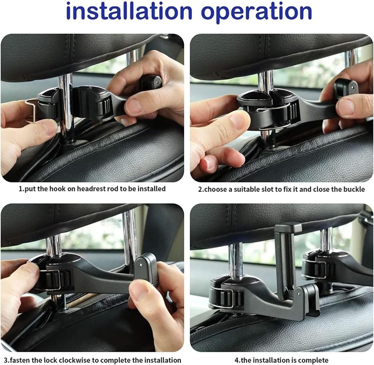 Car Hooks for Back Seat, Headrest Hooks for Car, Universal Car Hangers for Seat, Car Seat Headrest Hooks, Purse Hook for Car Headrest with Phone holder