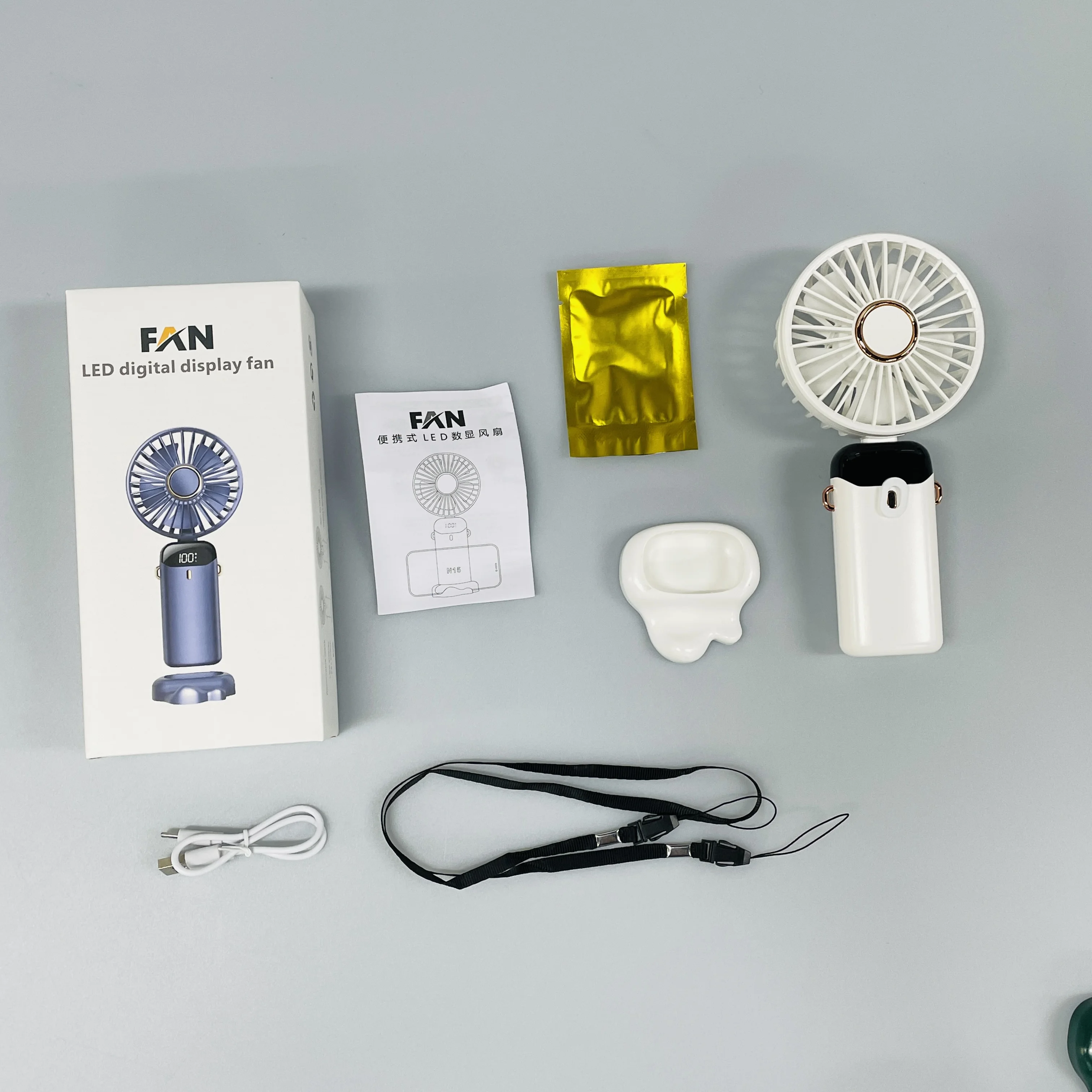 Hand Fan Digital Display Handheld Usb Plastic Table Fans Type C Portable Foldable Rechargeable Sports Mini Fan