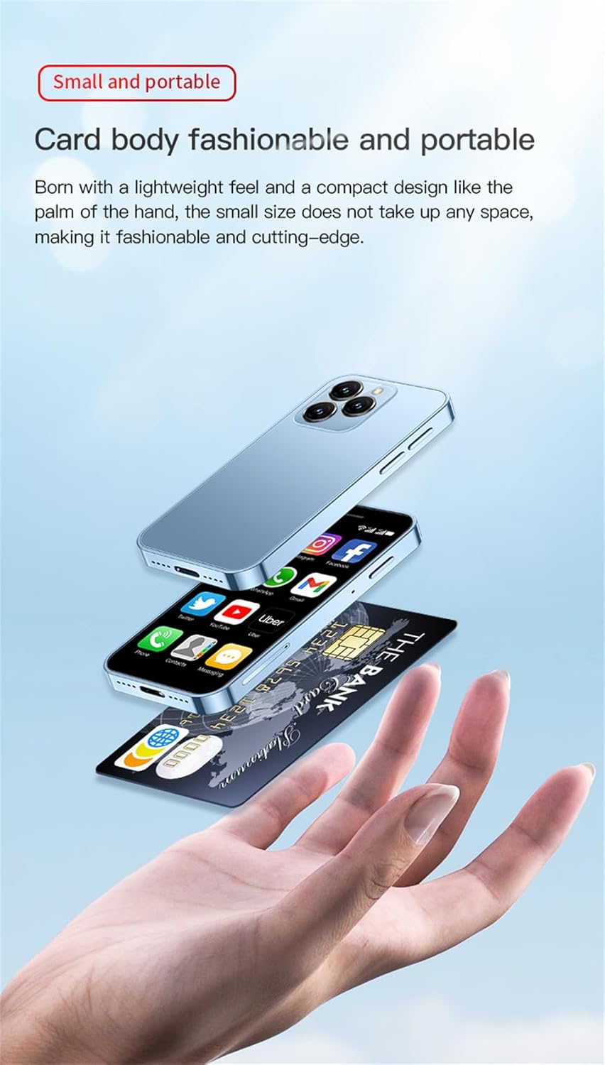 Mini Smartphone 4G LTE SOYES XS16 3.0 inch Android 10 Quad Core 2000mAh Type-C Dual SIM Unlocked Small Mobile Phone (Black, 2GB RAM 16GB ROM)