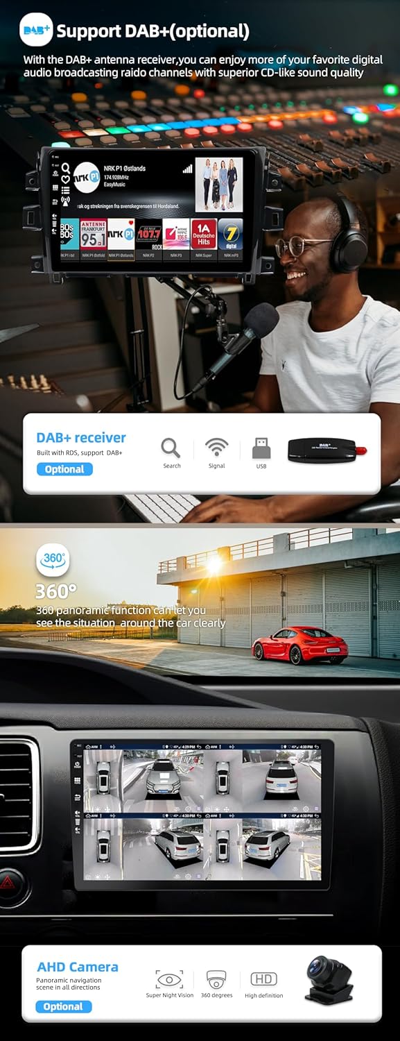 BXLIYER - [6G+128G] - Android 14 IPS Car Stereo For Nissan NAVARA NP300 (2016-2018) - Wireless CarPlay/Android Auto - LED Camera & MIC - 10.1 Inch 2 Din - DSP Steering Wheel WiFi DAB Fast-boot 360-CAM